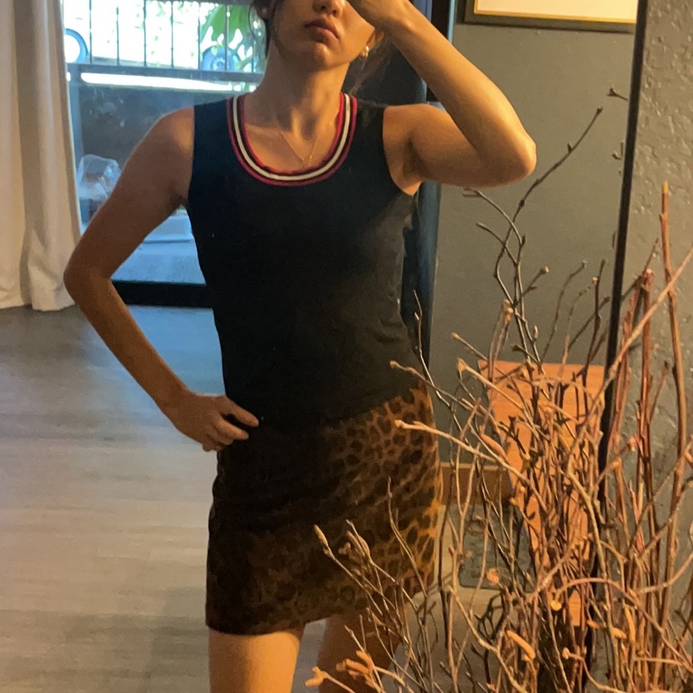 Escada stripe black knit tank top